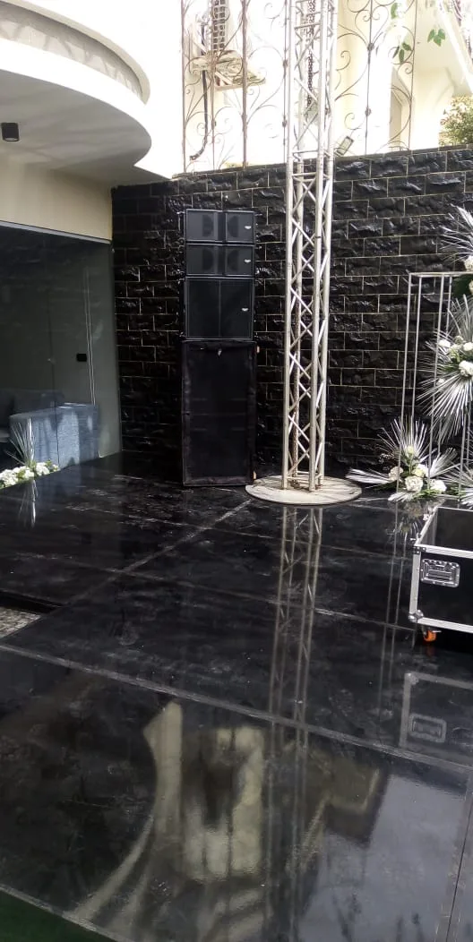 Large line array sound system installation in Egypt