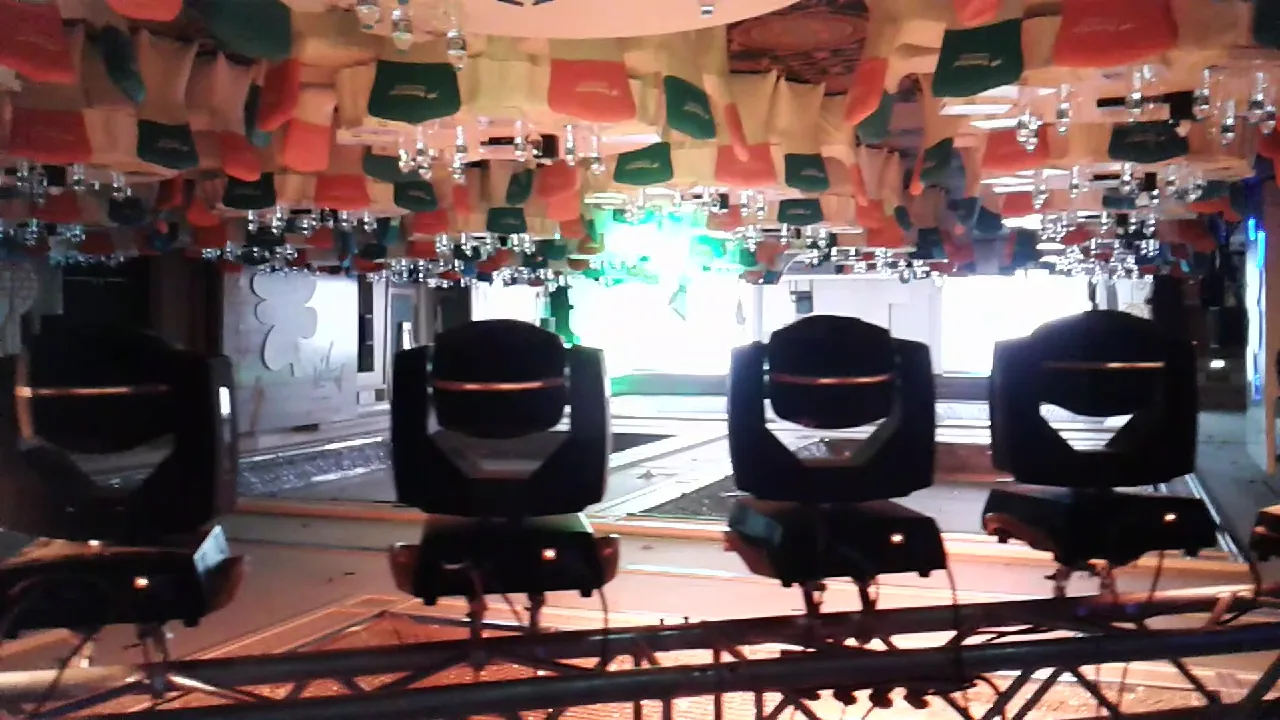 Moving head lighting fixtures on truss