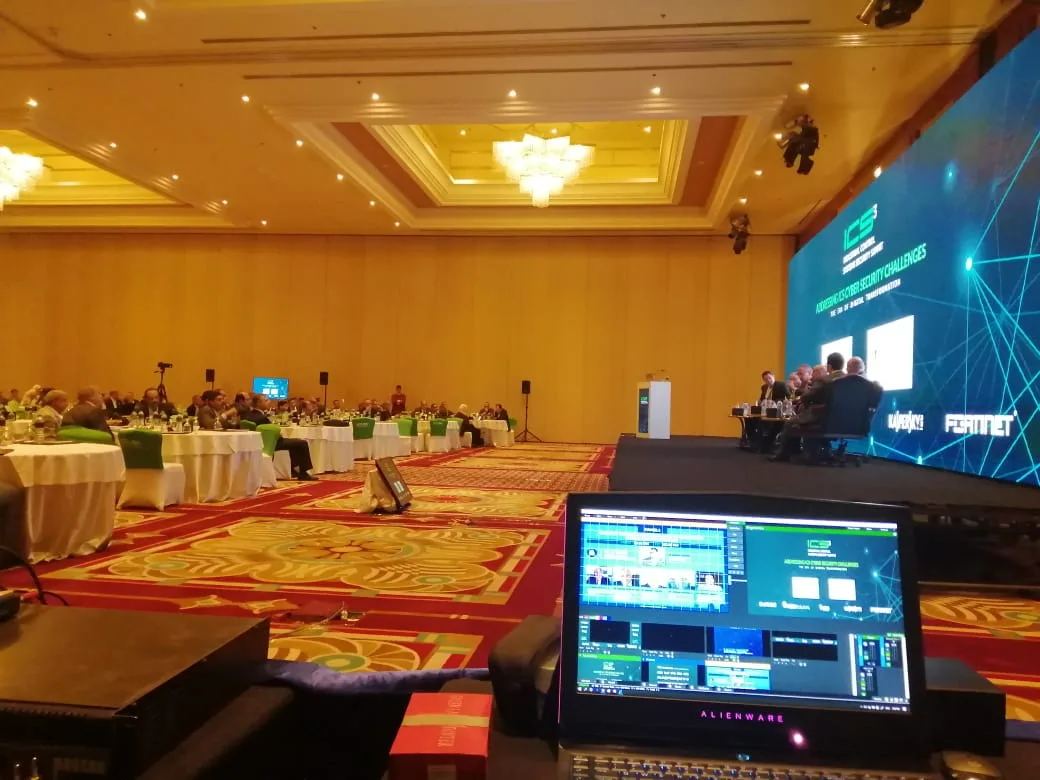 Corporate conference with LED display and technical control