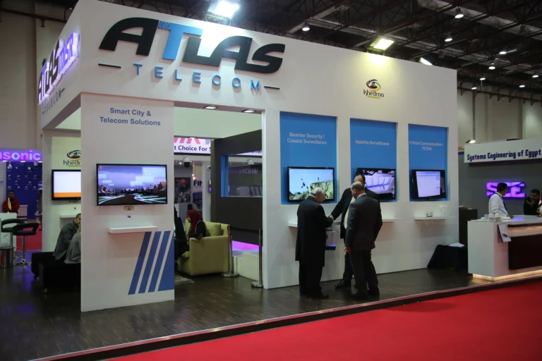 Professional exhibition technology solutions including LED displays and hologram fans supplied by Hyper Sonic Egypt during Cairo ICT.