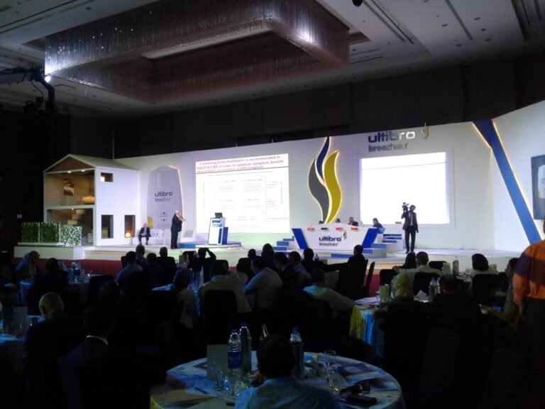 Novartis Ultibro pharmaceutical event technology and audiovisual solutions by Hyper Sonic Egypt in Cairo.
