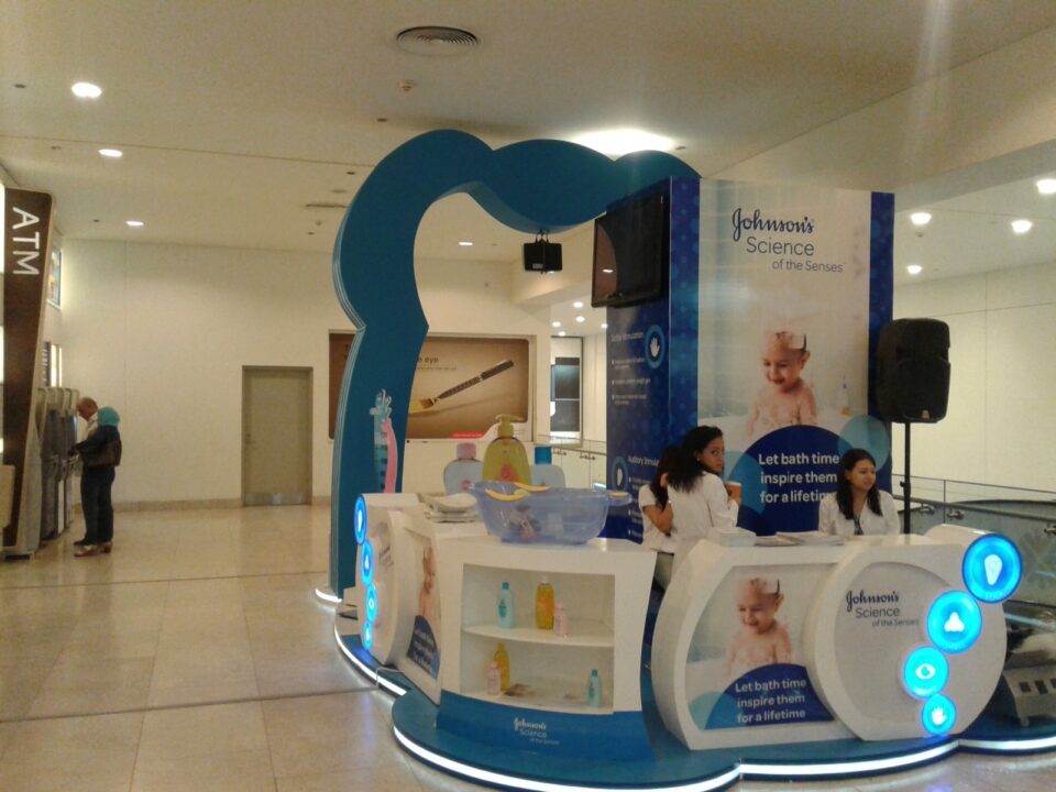 Johnson's Baby retail brand activation with interactive floor projection