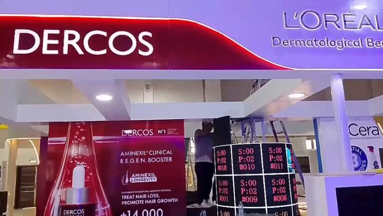 L’Oréal Dermatological Beauty Exhibition Booth — Flexible LED & Touch Screens – LED Displays, Professional Display Screens, Technical Installation, Touch Screens, System Setup, On-site Technical Support by Hyper Sonic Egypt