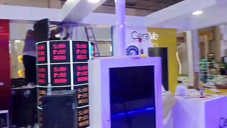 L’Oréal Dermatological Beauty Exhibition Booth Egypt – Curved flexible LED display, interactive touch screens, exhibition booth technology integration by Hyper Sonic Egypt